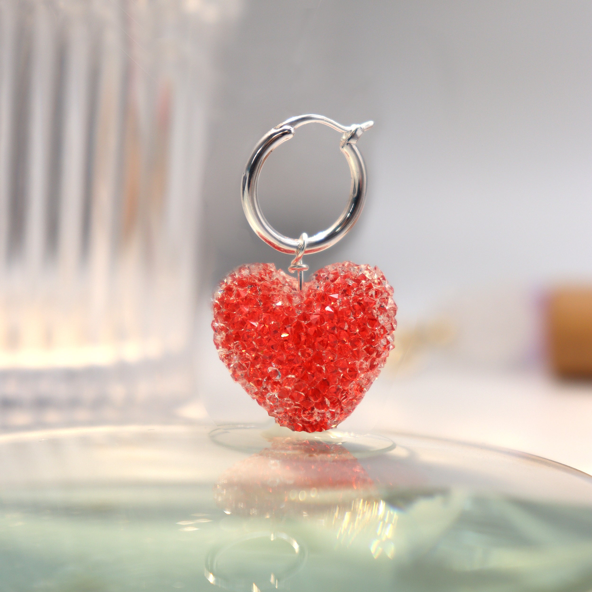 Sweet Colorful Heart Candy 925 Sterling Silver Hoop Earrings