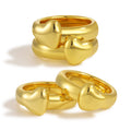 Girl Elegant Heart 999 Sterling Silver Golden Double Layer Stacking Rings