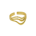 Simple Hollow Triple Lines Wavr 925 Sterling Silver Adjustable Ring
