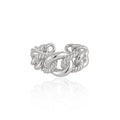 Fashion Hollow Twsited Curb Chain 925 Sterling Silver Adjustable Ring