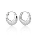 Geometry Irregular Matte Circle 925 Sterling Silver Hoop Earrings
