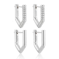 Office CZ Geometry Pentagon 925 Sterling Silver Hoop Earrings