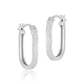 Classic Irregular Carved U Shape 925 Sterling Silver Hoop Earrings