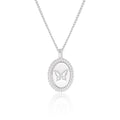 Anniversary Oval Butterfly Oval Signet 925 Sterling Silver Necklace