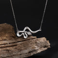 Modern Rhombus CZ Curved Snake 925 Sterling Silver Necklace