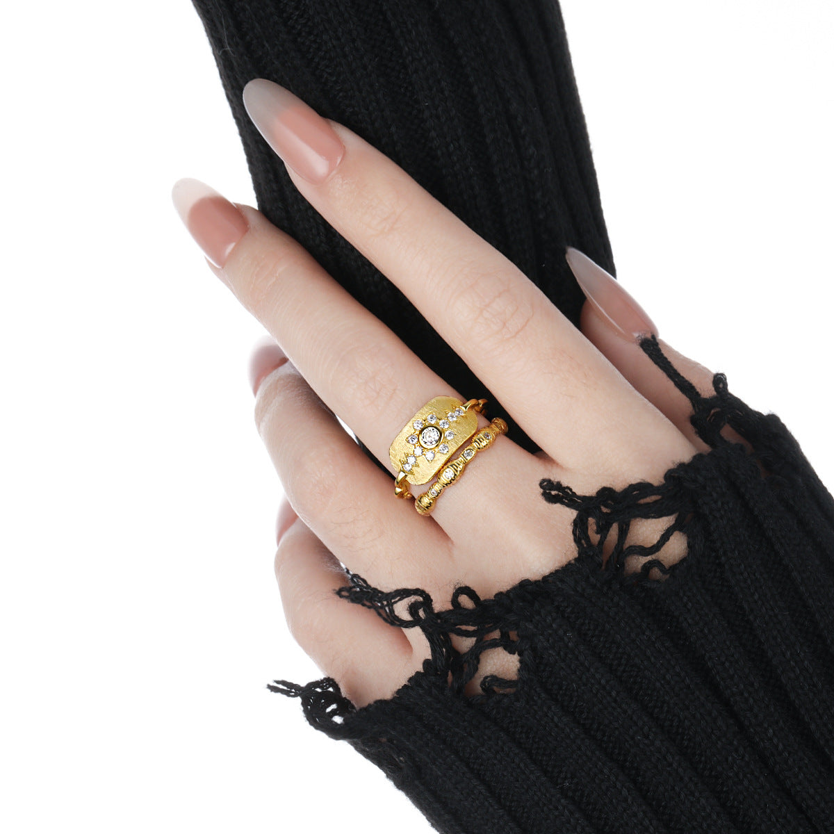 Beautiful CZ Sunflowers 925 Sterling Silver Adjustable Ring