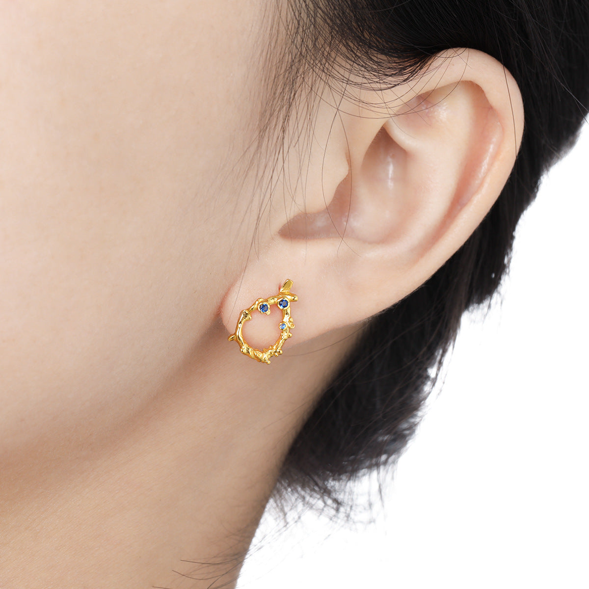 Irregular Hollow CZ Waterdrop Shape 925 Sterling Silver Stud Earrings