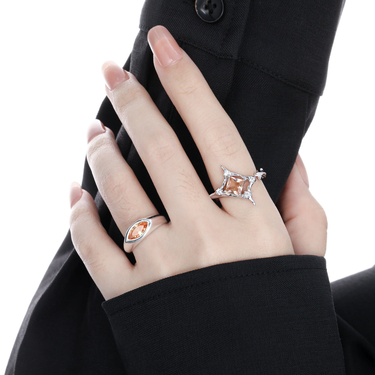 Fashion Shining Radiant CZ Star 925 Sterling Silver Adjustable Ring