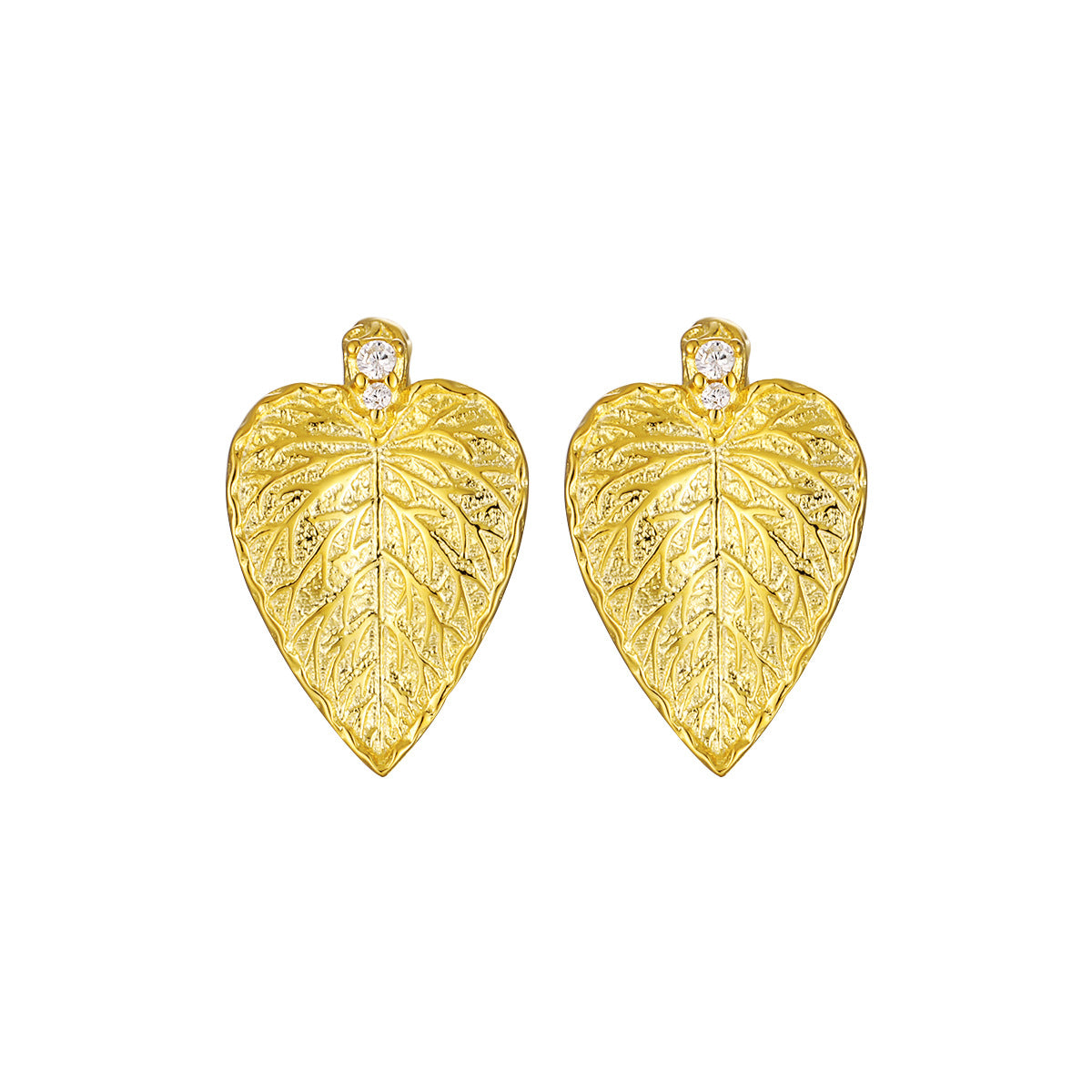 Party Irregular CZ Leaves 925 Sterling Silver Stud Earrings