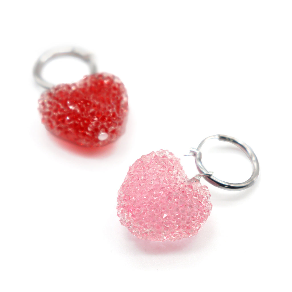 Sweet Colorful Heart Candy 925 Sterling Silver Hoop Earrings
