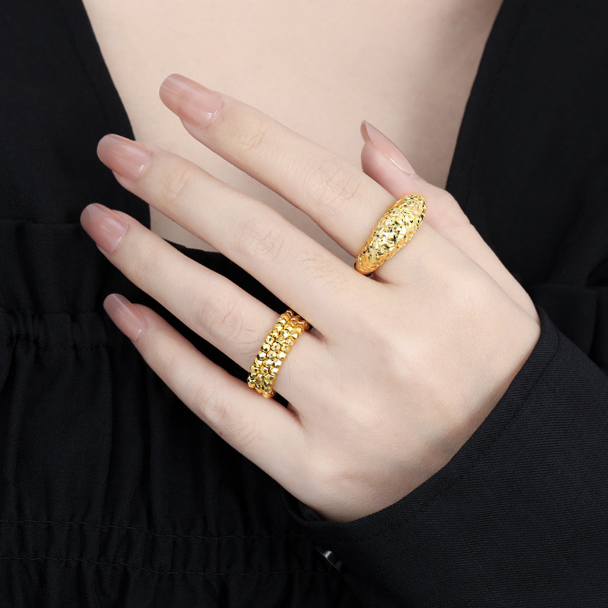 Modern Irregular Surface 925 Sterling Silver Adjustable Ring