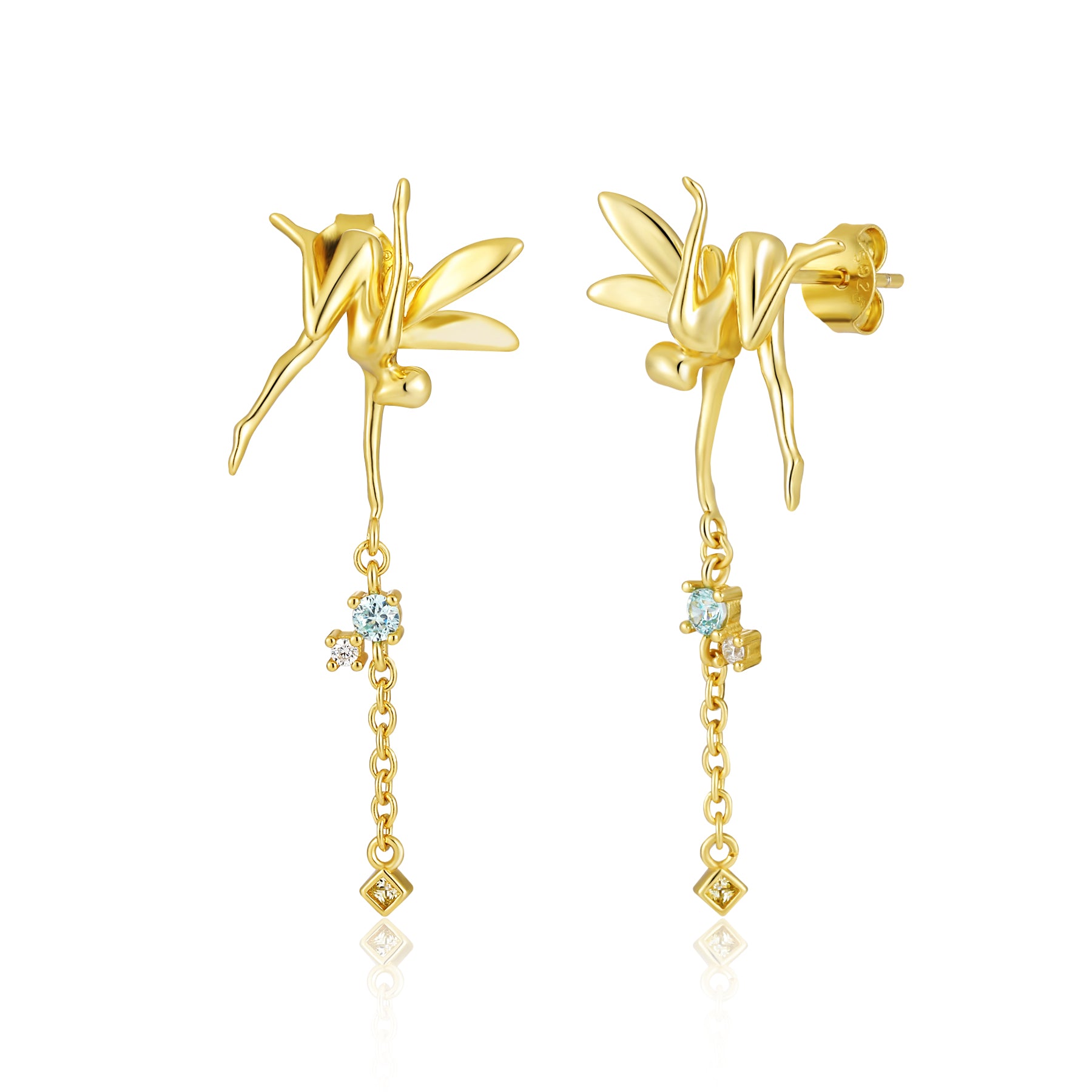 Women CZ The Angel of Salvation 925 Sterling Silver Dangling Earrings