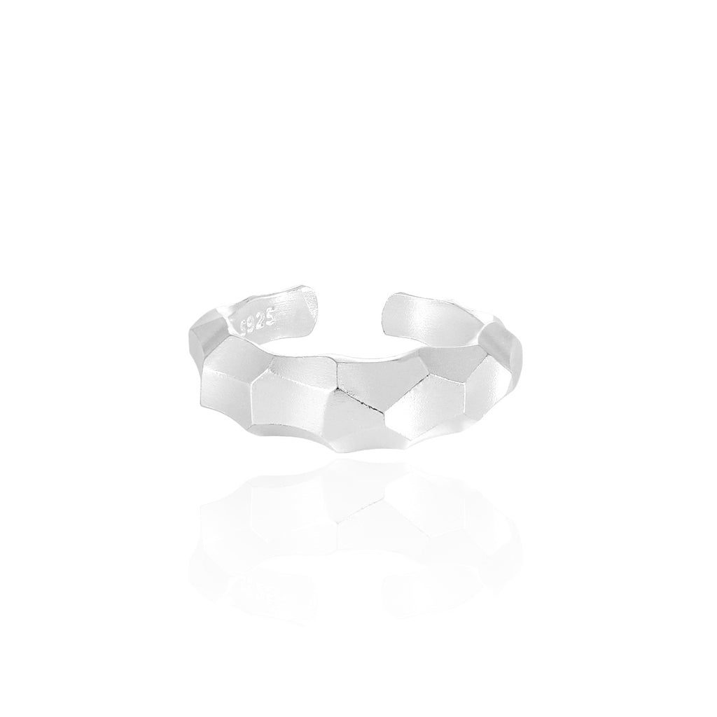 Modern Geometry Irreguar Rhombus 925 Sterling Silver Adjustable Ring