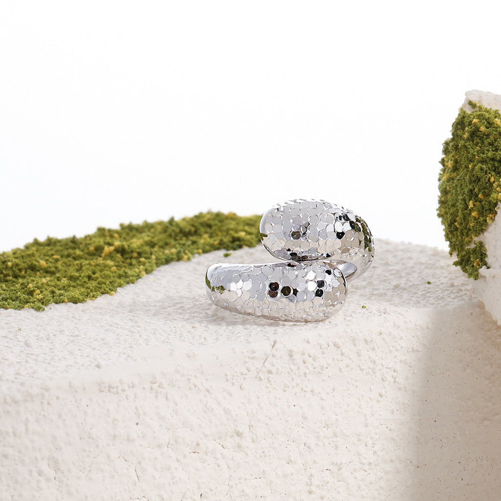 Women Fashion Mirror Painted Cross 925 Sterling Silver Adjustable Ring