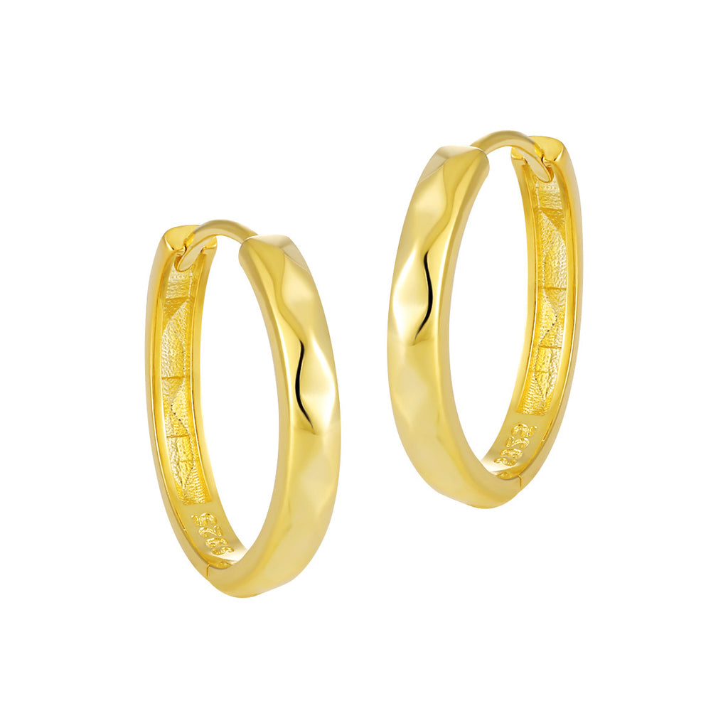 Office Causal Rhombus Carved 925 Sterling Silver Hoop Earrings