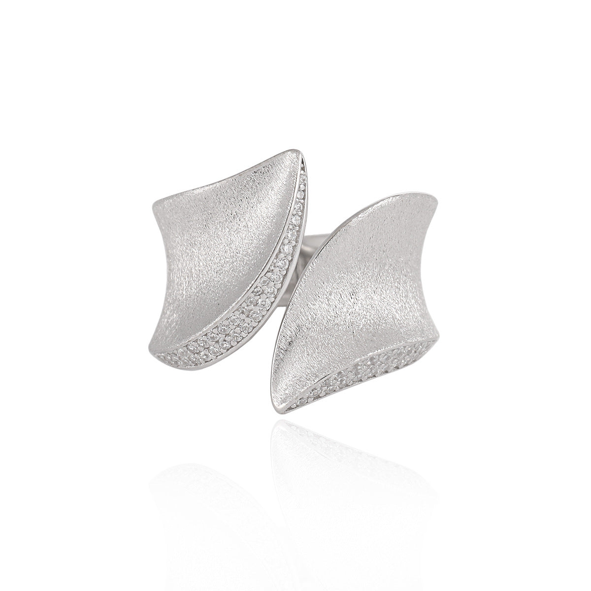 Fashion Irregular CZ Border Geometry 925 Sterling Silver Adjustable Ring