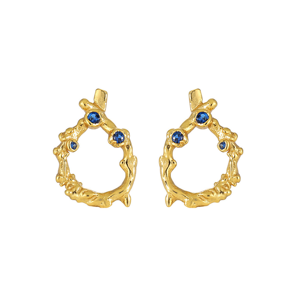 Irregular Hollow CZ Waterdrop Shape 925 Sterling Silver Stud Earrings