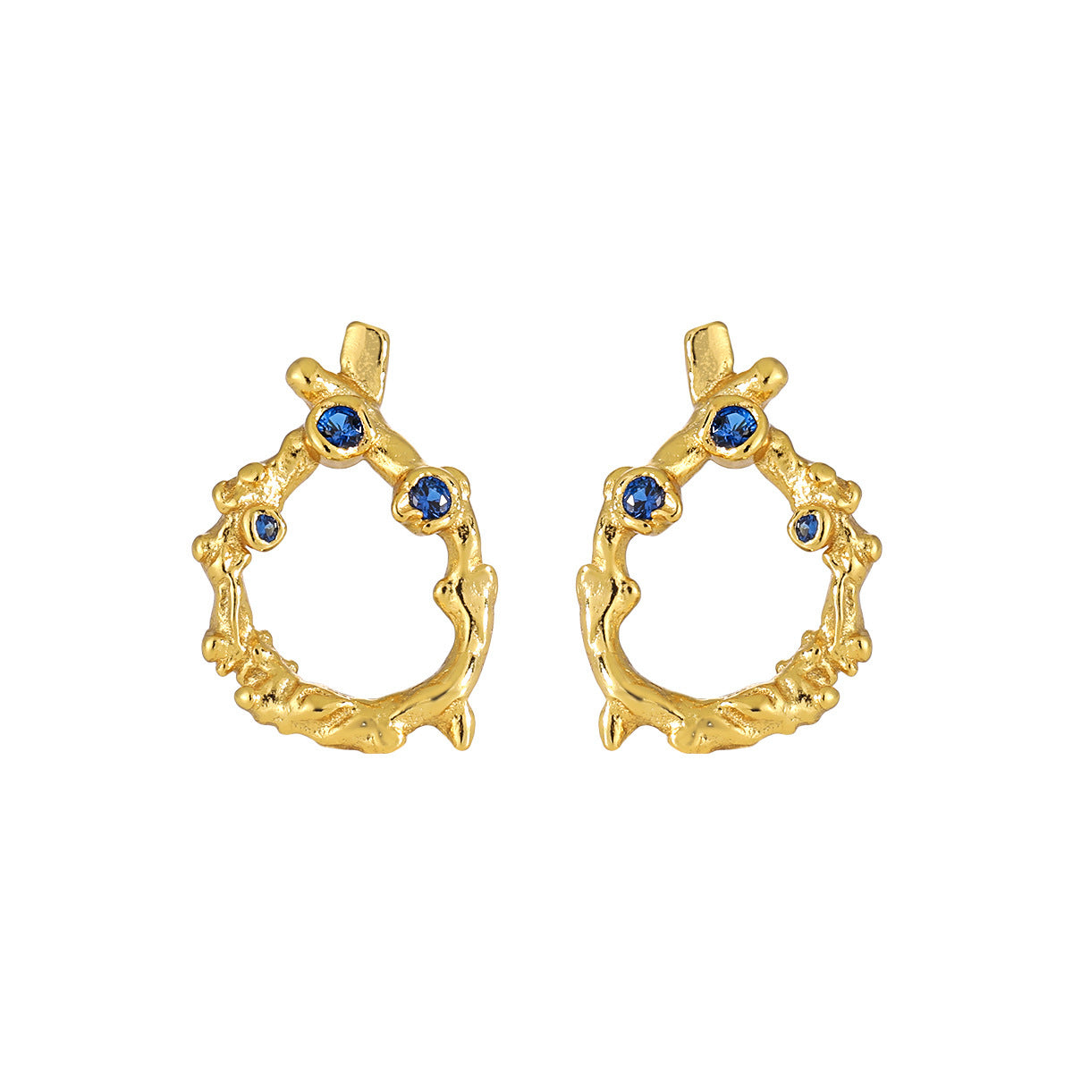 Irregular Hollow CZ Waterdrop Shape 925 Sterling Silver Stud Earrings