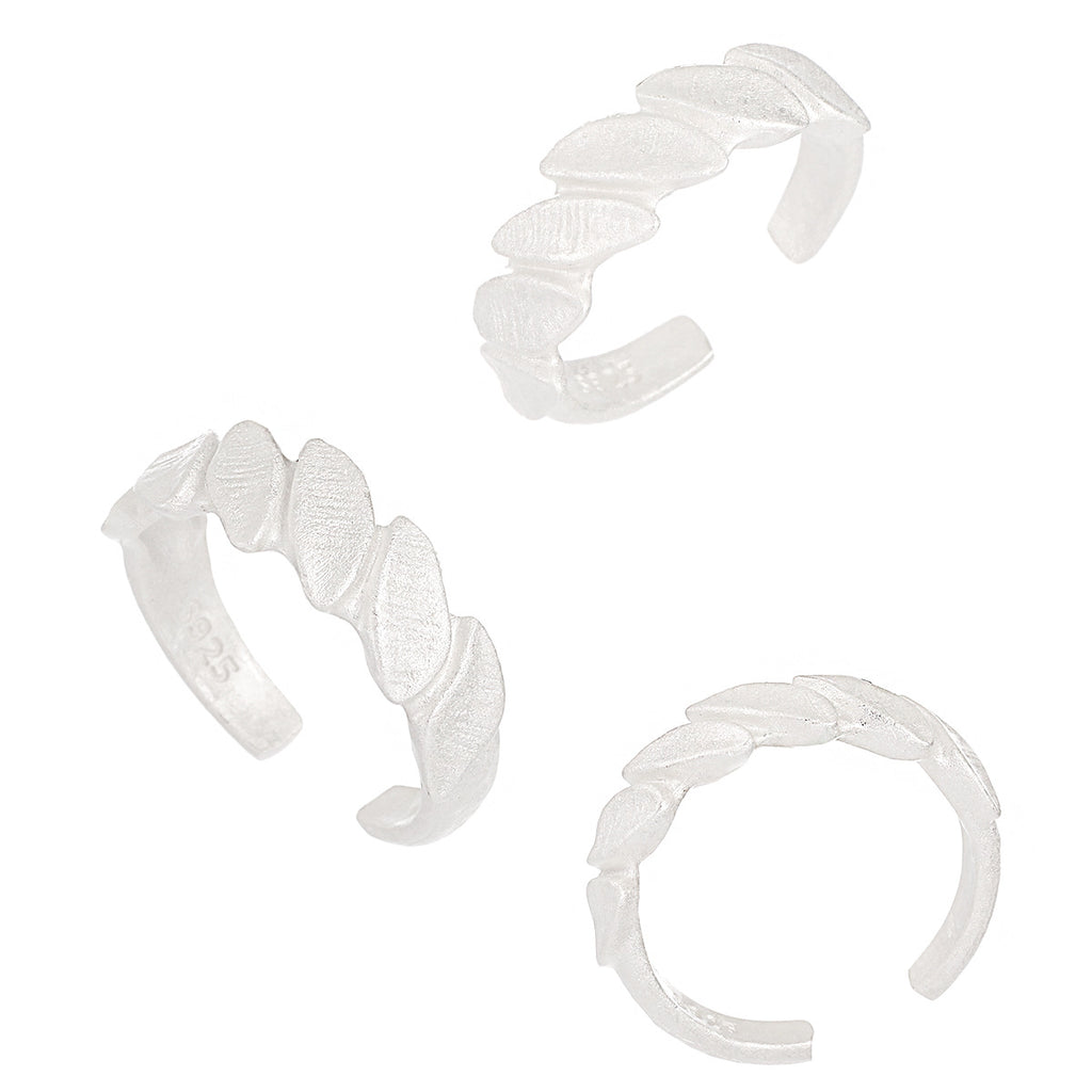 Party Irregular Leaves 925 Sterling Silver Adjustable Ring