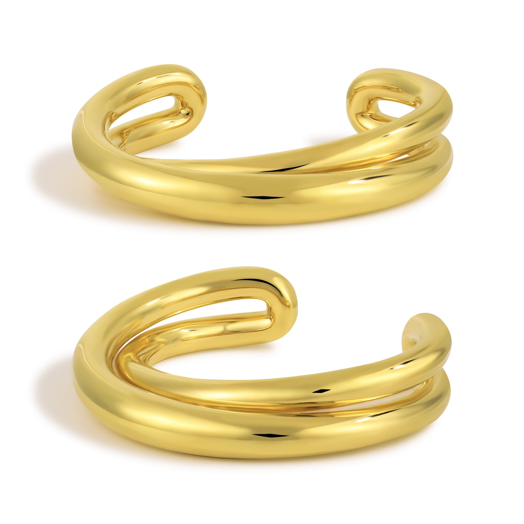 Classic Irregular Double Layers Cross 999 Sterling Silver Open Cuff Bracelet