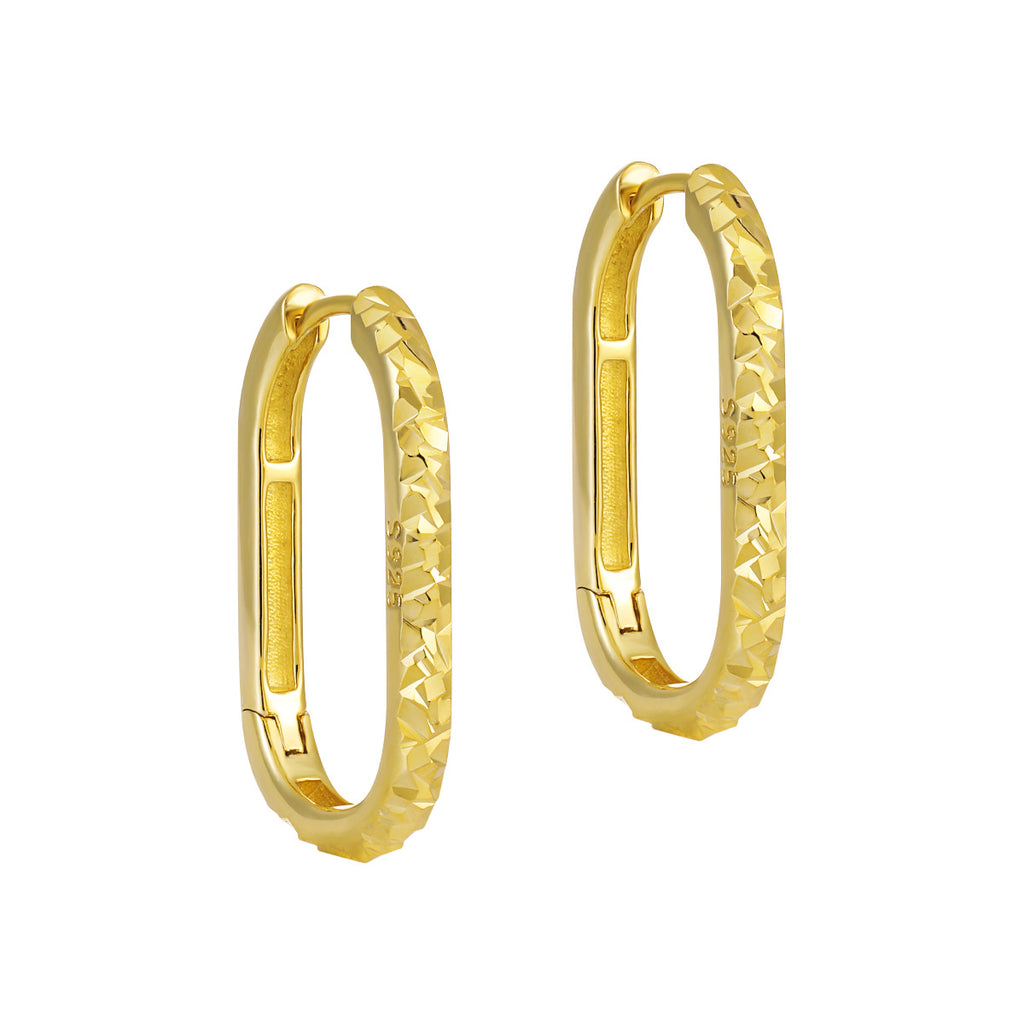 Fashion Irregular Painted U Shape 925 Sterling Silver Hoop Earrings