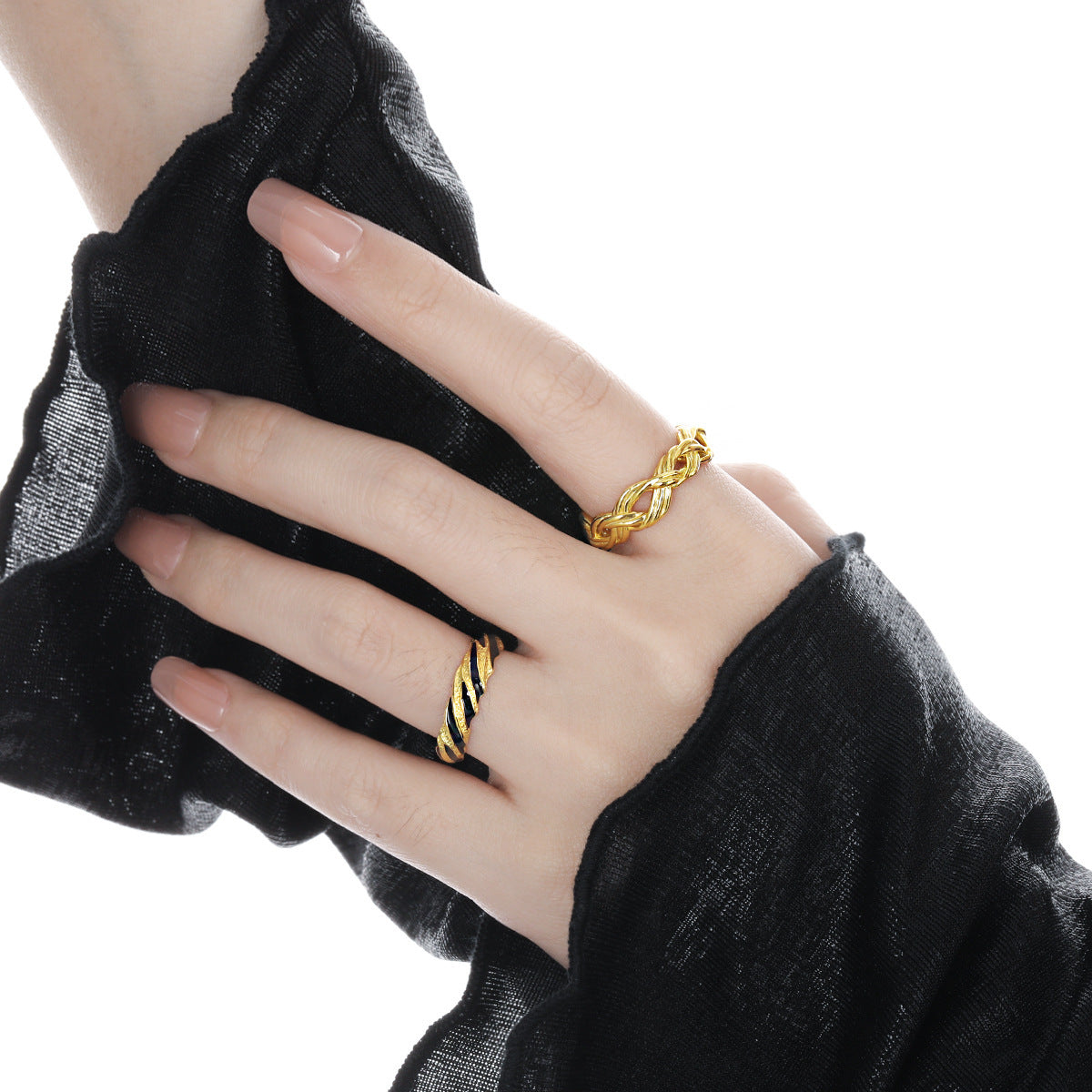 Modern Hollow Twisted 925 Sterling Silver Adjustable Ring