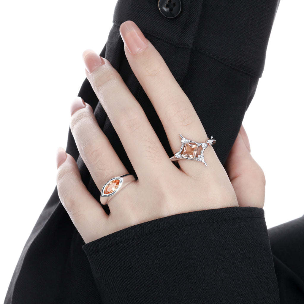Fashion Shining Radiant CZ Star 925 Sterling Silver Adjustable Ring