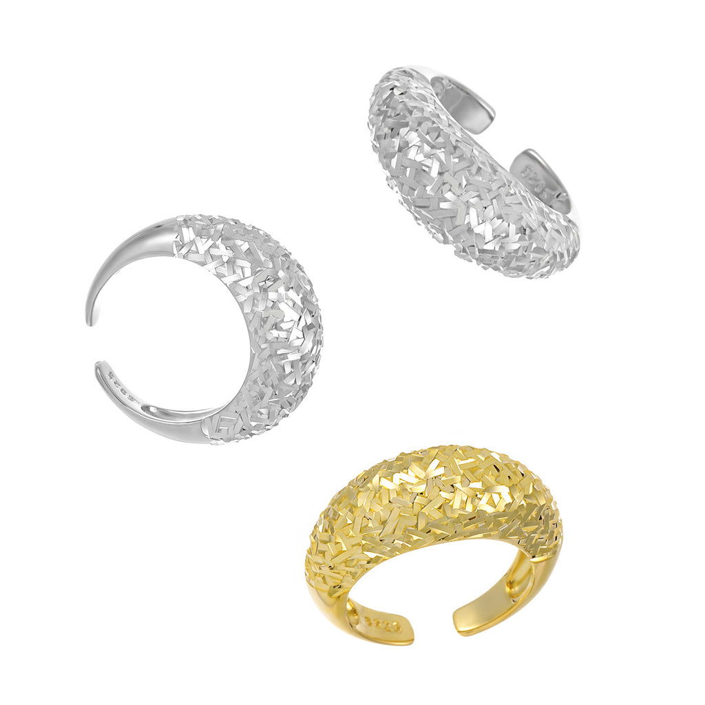 Modern Irregular Surface 925 Sterling Silver Adjustable Ring