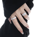 Casual Irrgular Beads Borders Wide 925 Sterling Silver Adjustable Ring
