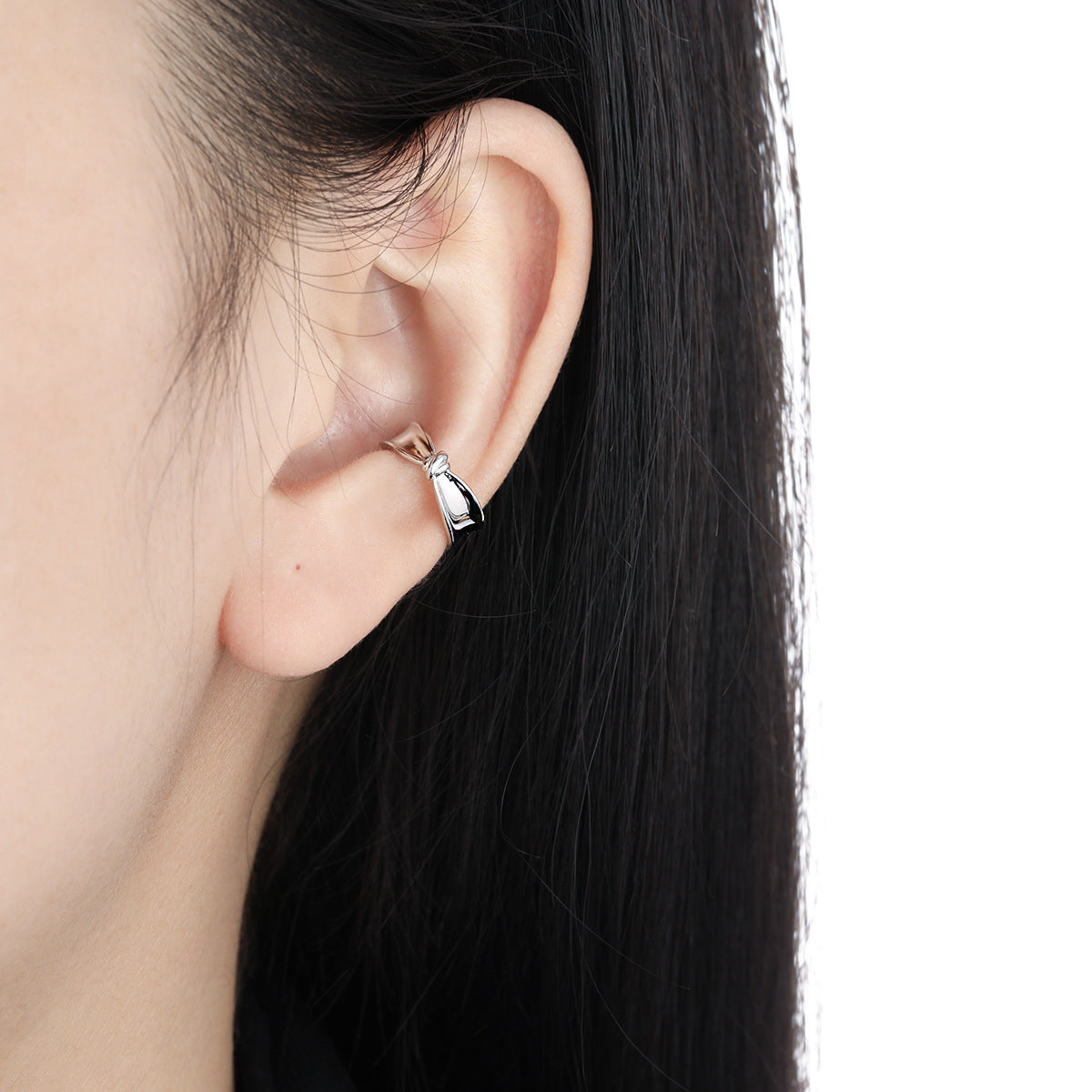 Girl Fashion Knot 925 Sterling Silver Non-Pierced Earring(Single)