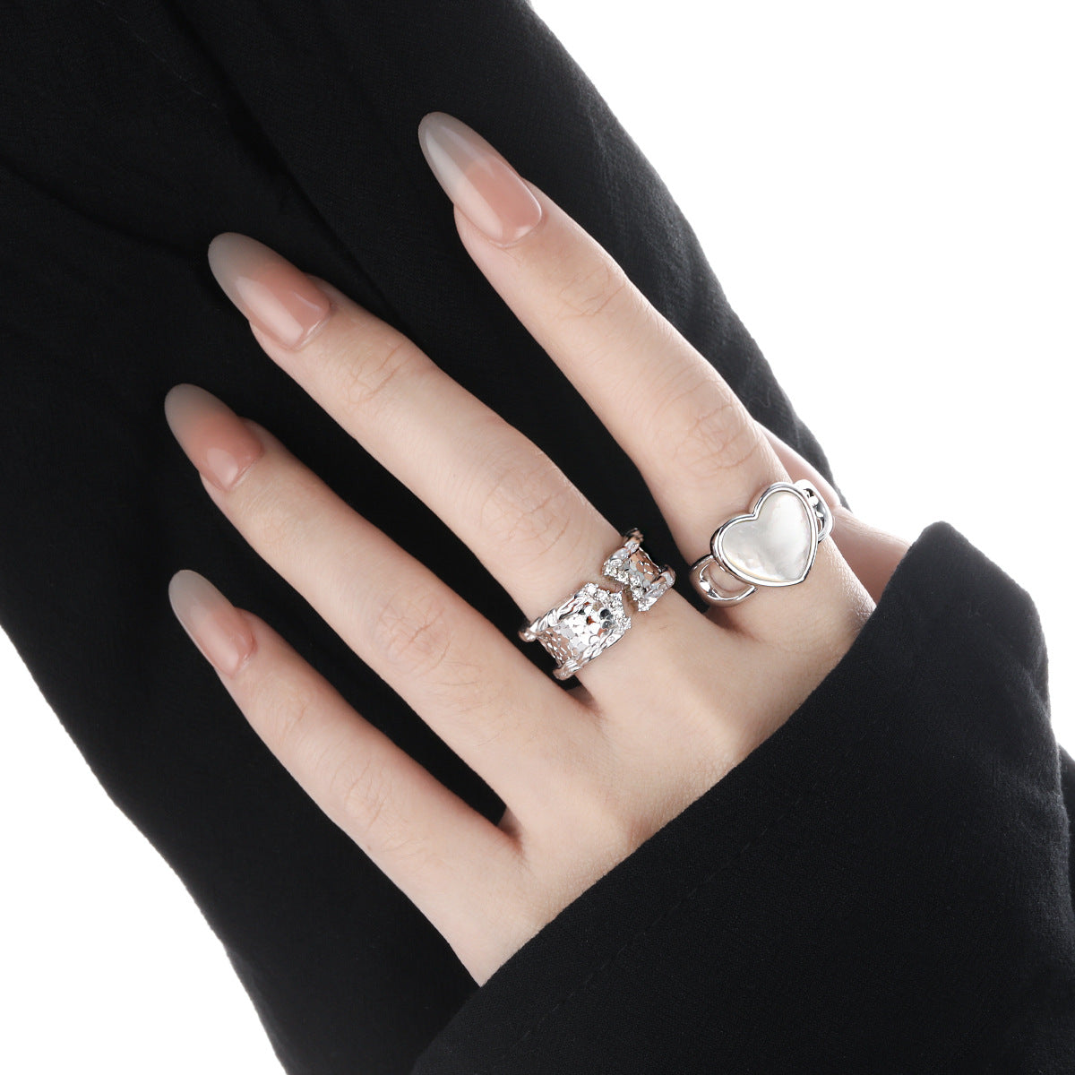 Modern Scale Pattern Irregular Border 925 Sterling Silver Wide Adjustable Ring