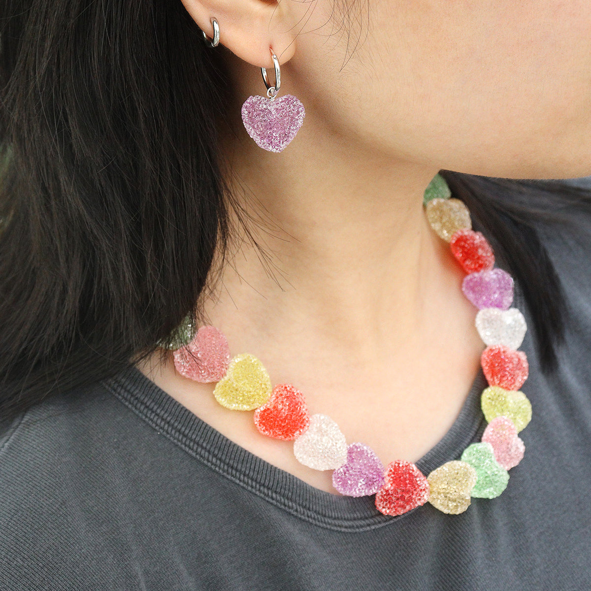 Sweet 925 Sterling Silver Colorful Heart Candy Bracelet