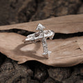 Modern Irregular Cross 925 Sterling Silver Adjustable Ring