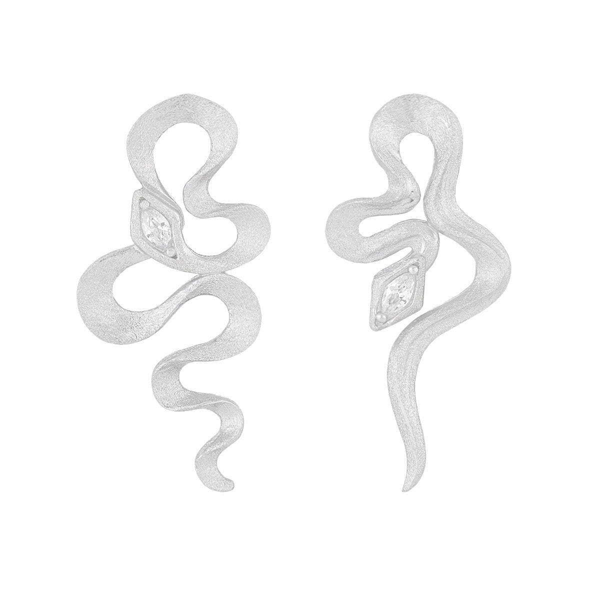 Party Irregular CZ Snake Animal 925 Sterling Silver Dangling Earrings