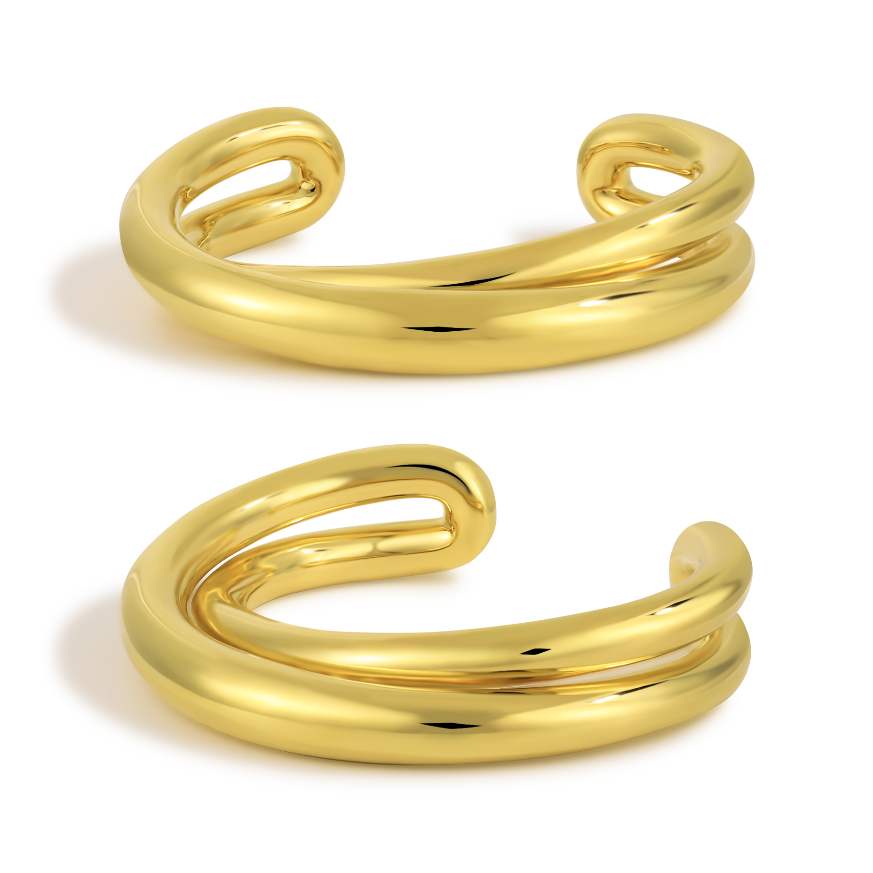 Classic Irregular Double Layers Cross 999 Sterling Silver Open Cuff Bracelet