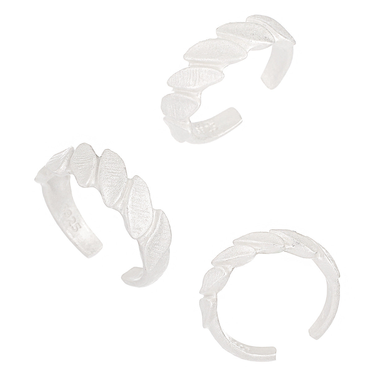 Party Irregular Leaves 925 Sterling Silver Adjustable Ring