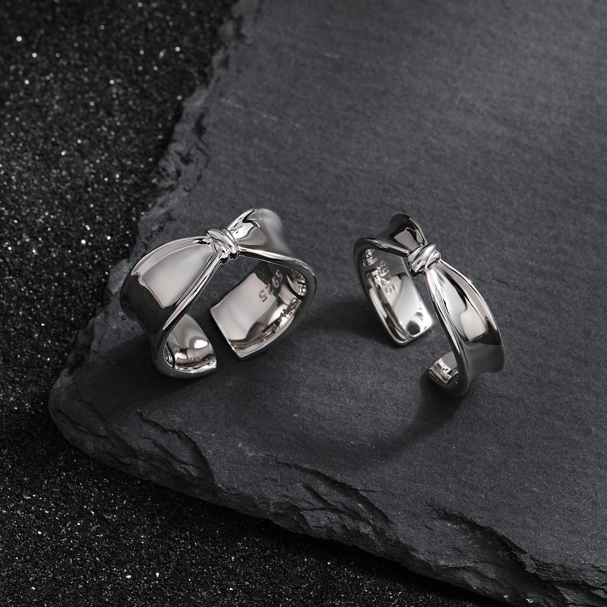 Girl Fashion Bow-knot 925 Sterling Silver Adjustable Ring