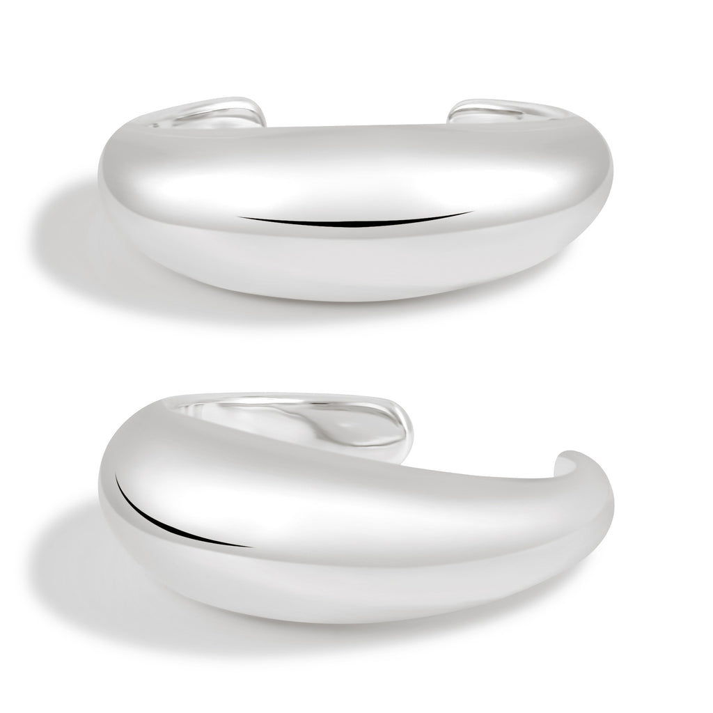 Women Simple Smooth Surface 999 Sterling Silver Golden Cuff Bracelet