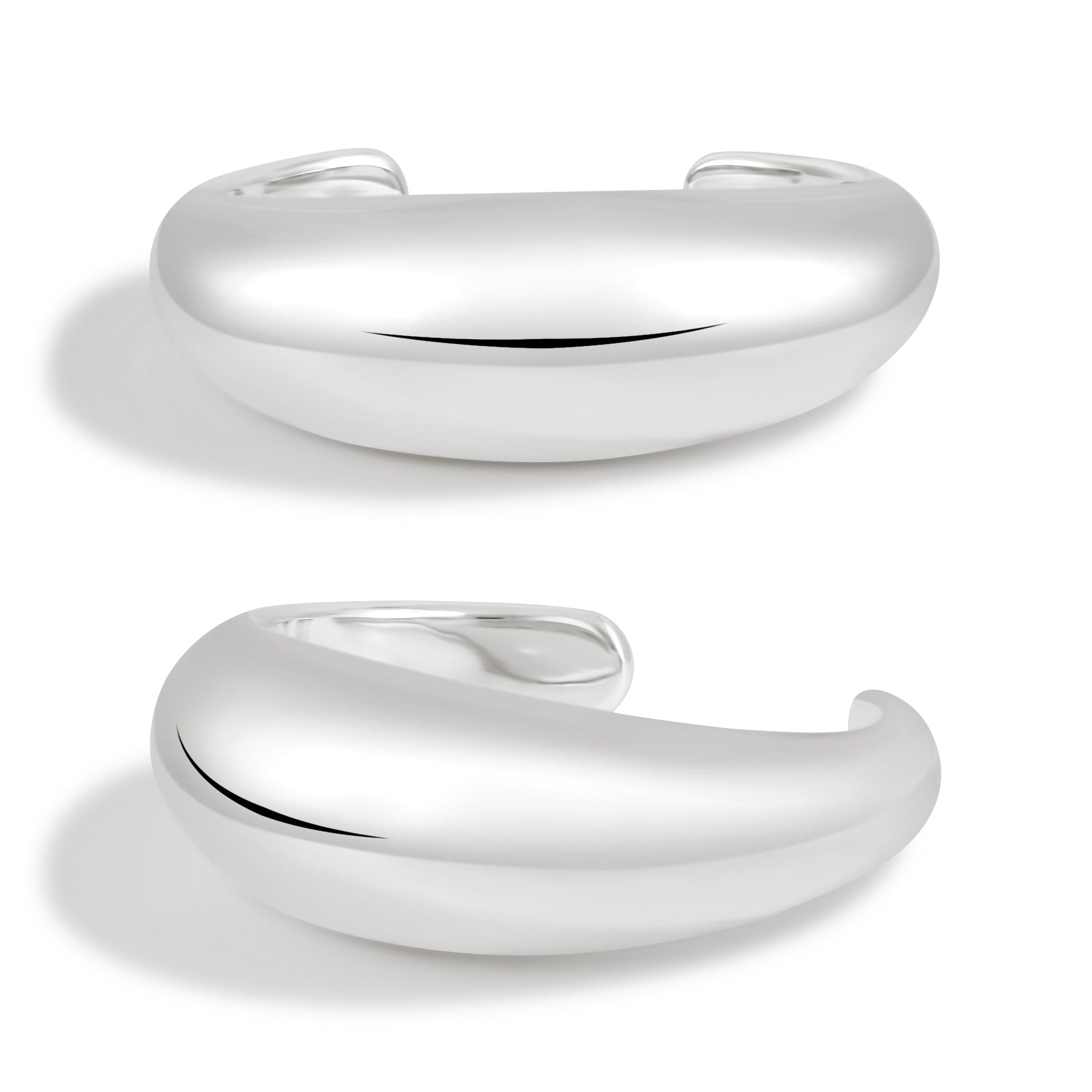 Women Simple Smooth Surface 999 Sterling Silver Golden Cuff Bracelet