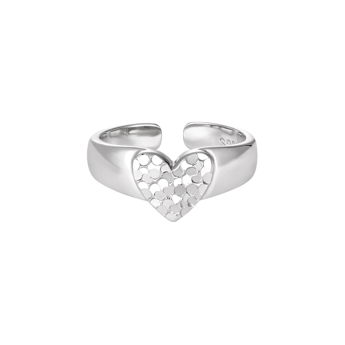 Women Gift Heart Love 925 Sterling Silver Adjustable Ring