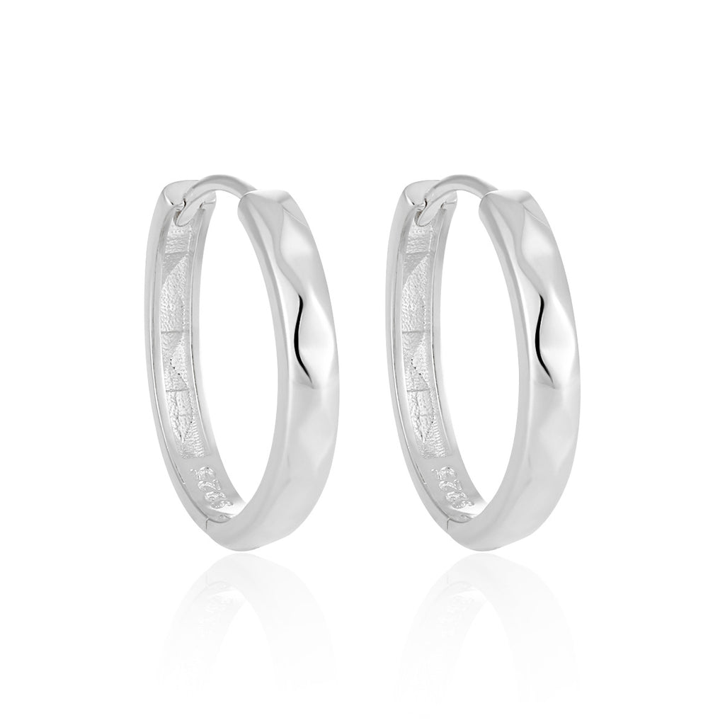 Office Causal Rhombus Carved 925 Sterling Silver Hoop Earrings