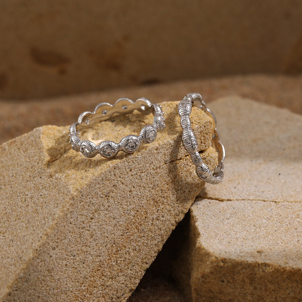 Women Fashion Round CZ Bubbles 925 Sterling Silver Ring