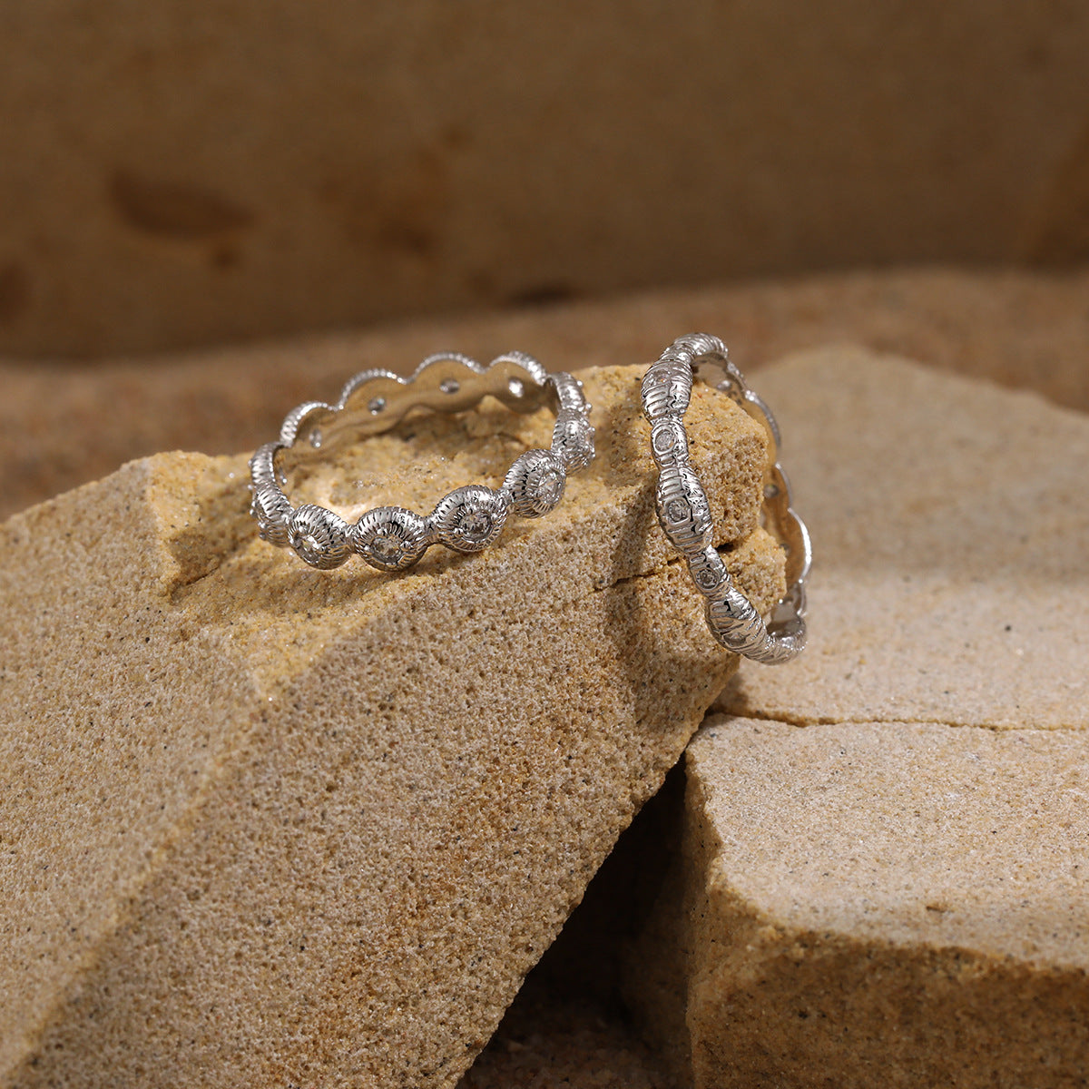 Women Fashion Round CZ Bubbles 925 Sterling Silver Ring