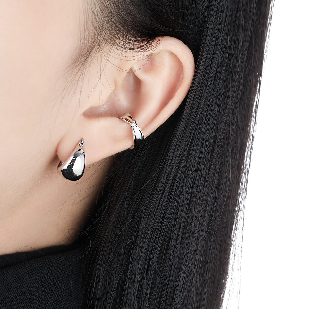 Girl Fashion Knot 925 Sterling Silver Non-Pierced Earring(Single)