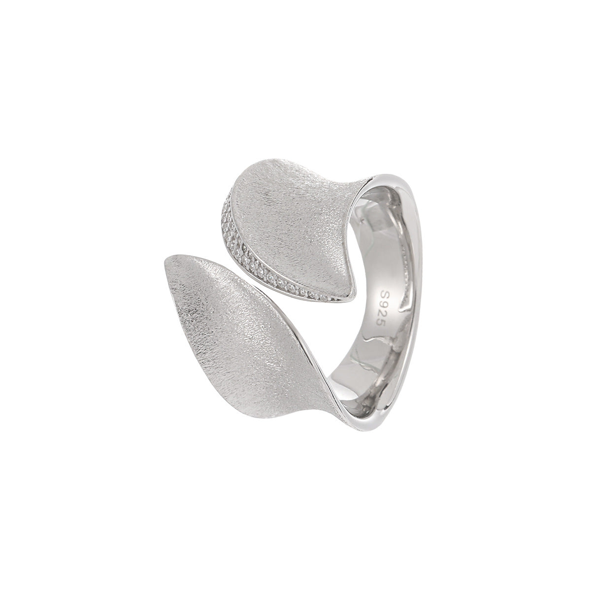 Fashion Irregular CZ Border Geometry 925 Sterling Silver Adjustable Ring