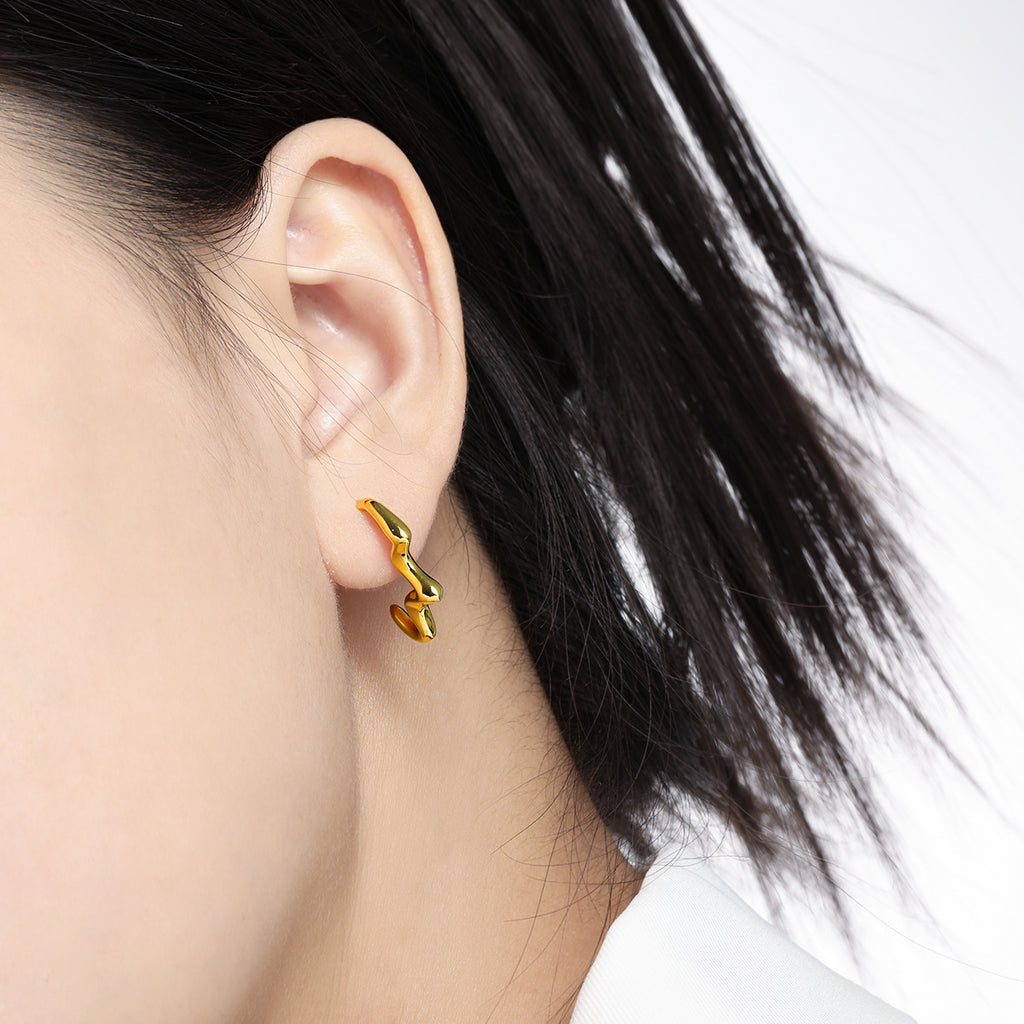 Geometry Irregular Electrocardiogram 925 Sterling Silver Hoop Earrings