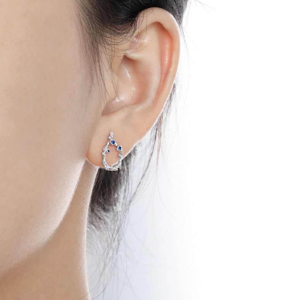 Irregular Hollow CZ Waterdrop Shape 925 Sterling Silver Stud Earrings