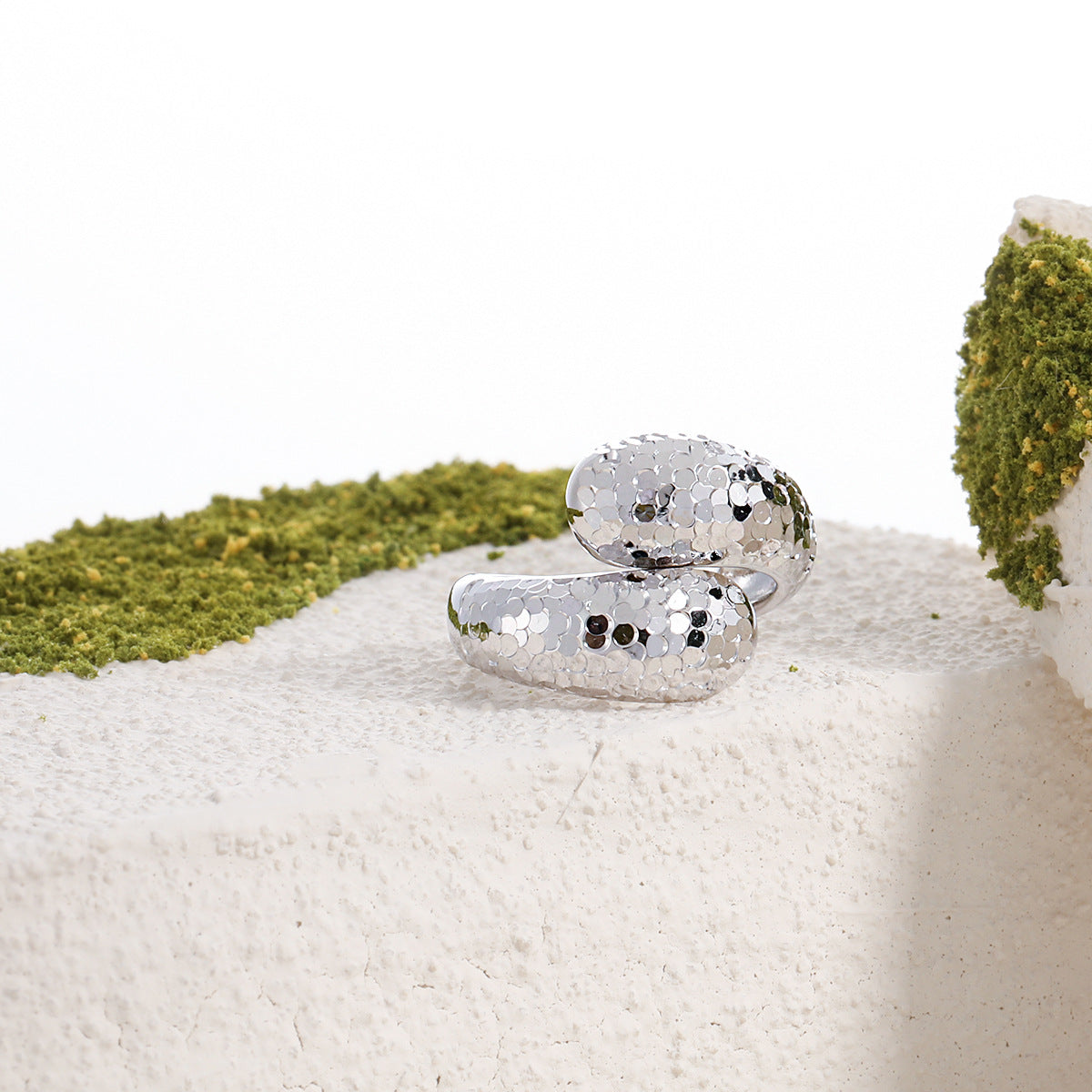 Women Fashion Mirror Painted Cross 925 Sterling Silver Adjustable Ring