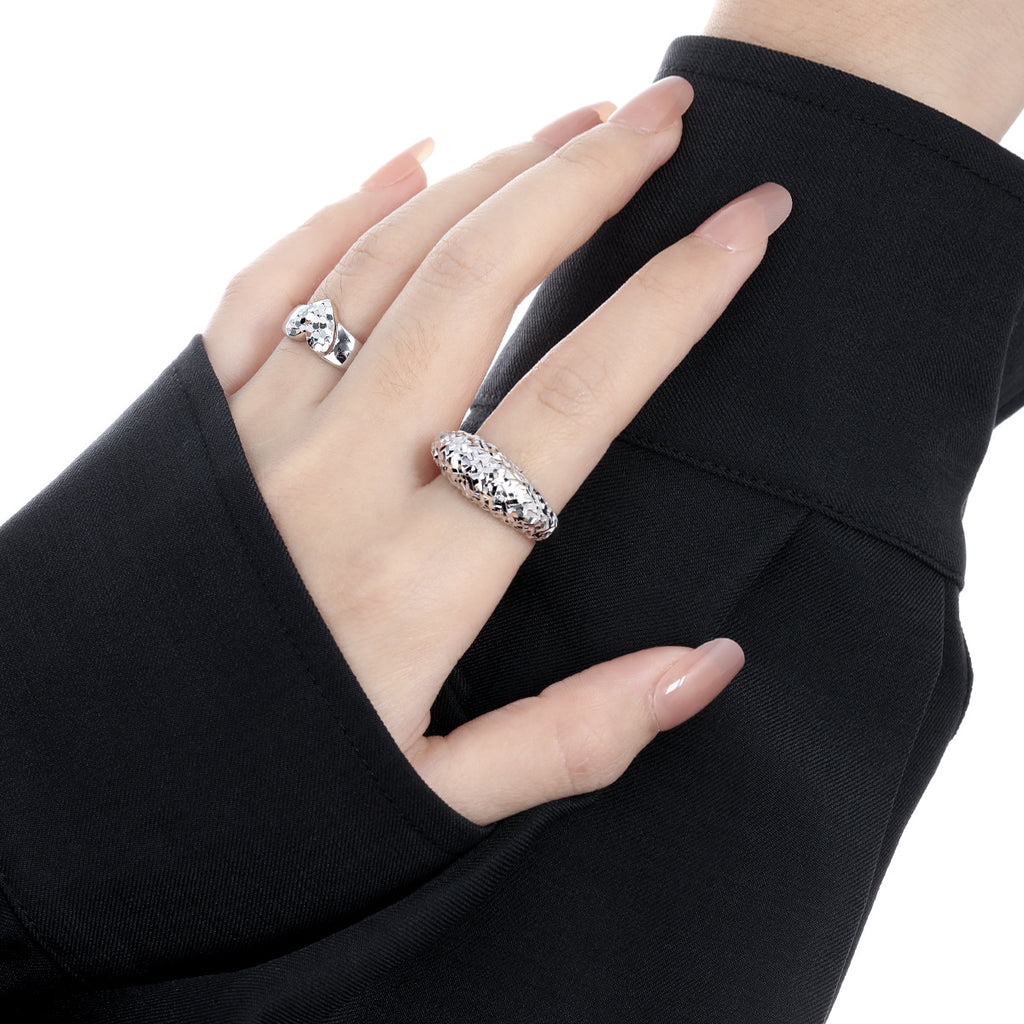 Modern Irregular Surface 925 Sterling Silver Adjustable Ring