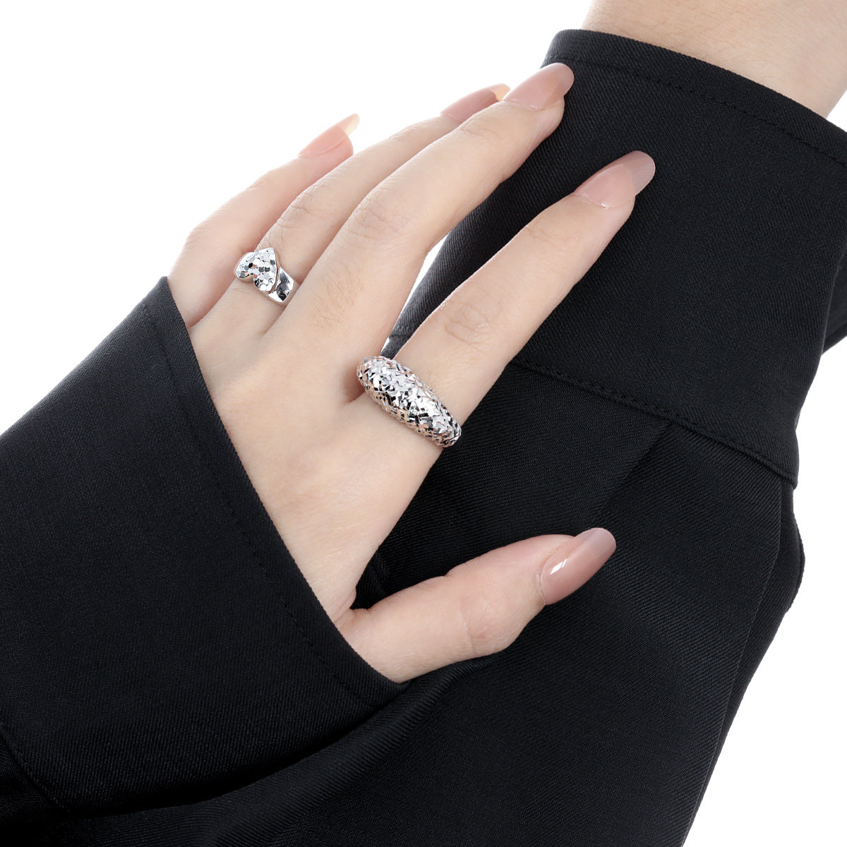 Modern Irregular Surface 925 Sterling Silver Adjustable Ring